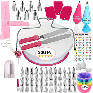 200pcs bàn xoay nướng bánh ngọt công cụ bánh <span class=keywords><strong>Icing</strong></span> Spatula kép dòng phân lớp Thiết bị bánh công cụ với túi bánh ngọt - Product Image 2