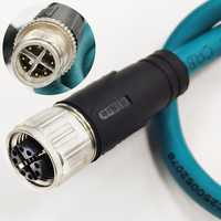 Câble de capteur industriel en cuivre IP67, connecteur M12 8 broches, câble Ethernet PVC 22 AWG, 1 m