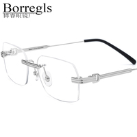 Monturas de Gafas de Aleación Borregls para Hombre, Diseño Cuadrado Sin Montura, Gafas Ópticas de Diseñador, Modelo 2026, 150270