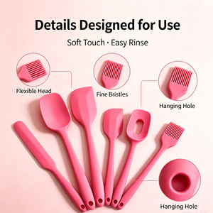 6 Piece <b>Silicone</b> Baking Spatula Set Non <b>Stick</b> Pastry Utensils Food Grade Heat Resistant Kitchen Baking Tools - Product Image 5