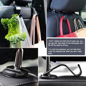 Nouveau crochet universel pour appuie-tête de voiture, organisateur de rangement noir pour sac à main, sac à bandoulière, manteau, adapté aux véhicules - Product Image 3