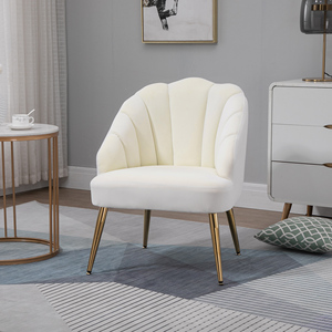 Chaise rembourrée en velours avec dossier en coquille pour chambre à coucher et salon, 63x65x84cm HOMCOM - Product Image 2