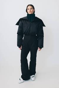 Combinaison de <span class=keywords><strong>ski</strong></span> style Cordova, mode hiver vintage, courte, épaisse, à capuche amovible, color block, fermeture éclair, poncho pour femme - Product Image 6