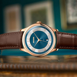 Montre mécanique automatique de luxe pour homme, boîtier en acier inoxydable, bracelet en cuir et acier inoxydable, cadran en cristal saphir, <span class=keywords><strong>5BAR</strong></span> - Product Image 5