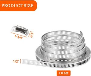 Tali logam Stainless Steel 304, aneka Kit pengencang lebih kuat, penjepit pipa dapat disesuaikan besar