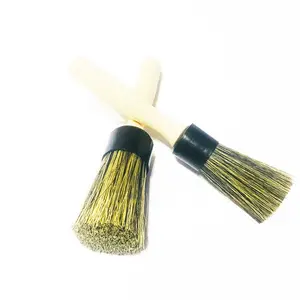 High quality angle sash paint brush wooden round brushes with wooden long handle
