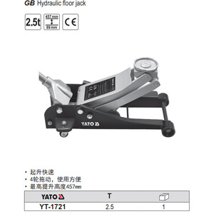 Gato hidráulico de suelo Yato 3t, altura de elevación 465mm, para coches - Product Image 3