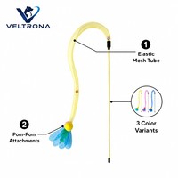 Baguette de chaton interactive en filet élastique jaune avec pompon, feuille, gland et clochette, 100g