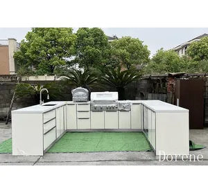 2024 Dorene Modern Design Hot Sale High End China Made Fitted Outdoor Kitchen Cabinets With Aluminum Frame