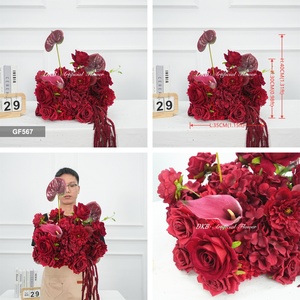 Customized Modern red Rose Row Wedding Decorative Silk Flower <b>Table</b> decor Floral Arrangement - Product Image 3