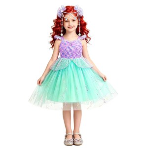 Disfraz <span class=keywords><strong>de</strong></span> Princesa Sirena para Niñas con Tiara, Varita y Accesorios para Halloween, Cumpleaños y Fiestas - Product Image 3