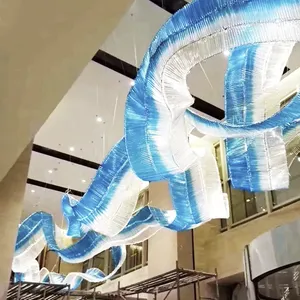 Hitecdad Streamer Led Chandelier Non-standard Engineering Hotel Lobby Glass Tube Atrium Decorative Chandelier