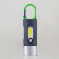 3In1 Senter Saku Portabel Tahan Air IP54 Lampu Flash USB Isi Ulang Li-ion ABS COB LED Mini Gantungan Kunci Lampu Camping Carabiner