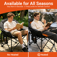 Fauteuil de camping chauffant surdimensionné, chaise lune rembourrée, siège pliable d'extérieur pour les voyages d'hiver