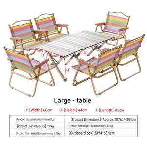 Conjunto de <span class=keywords><strong>Mesa</strong></span> y Sillas Plegables de <span class=keywords><strong>Aluminio</strong></span> con Rodillo de Masaje, Silla de Jardín Portátil para Acampar y Pescar, Diseño a Rayas, Compatible con OEM y ODM - Product Image 6
