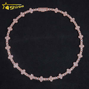 Mens Vòng Cổ Thời Trang <span class=keywords><strong>Rose</strong></span> <span class=keywords><strong>Gold</strong></span> Plated 13mm 925 sterling Silver vvs moissanite kim cương Iced ra sao qua liên kết vòng cổ - Product Image 5