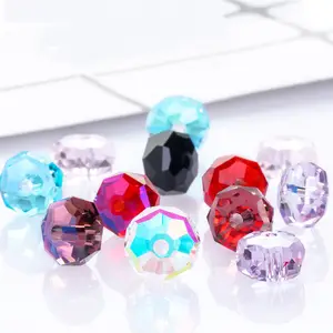 20件6/8毫米水晶朗德尔珠多面玻璃珠用于珠宝制作DIY女性手镯项链珠宝