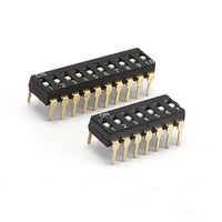 Interruptor DIP SMD SUDA HAM-02 de 4 Posiciones y 8 Bits, Paso de 2.54 mm, IP41, Cumple con RoHS, Material de Cobre, para Aparatos Eléctricos