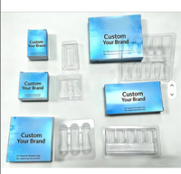 Boîte de conditionnement individuelle pour 2 ou 5 flacons de peptides en vinyle de 2 ml, 3 ml, 5 ml avec plateau en plastique