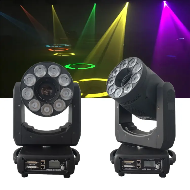 9x 20W Rgbw 4in1 Waslicht Led Middelpunt 10W Rgb Animatie Bewegende Kop Laserlicht