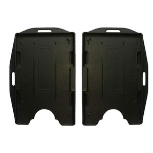 E-commerce dual-use <b>ID</b> card <b>holder</b> with two card slots, black plastic, for employee badges, factory badges, school badges, and - Product Image 1
