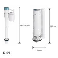 Katup Pengisi Toilet PP Adjustable 2 Inch Set Katup Dual Flush dengan Pipa Overflow untuk Perlengkapan Tangki Toilet Satu Bagian OEM ODM Kit