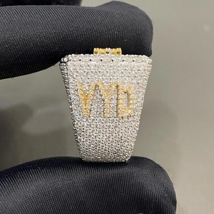 Most Demanded Exclusive <b>Square</b> Shape Design Round Moissanite Diamond Customized Letter Men Hip Hop Ring For Gift at Good Price - Product Image 3