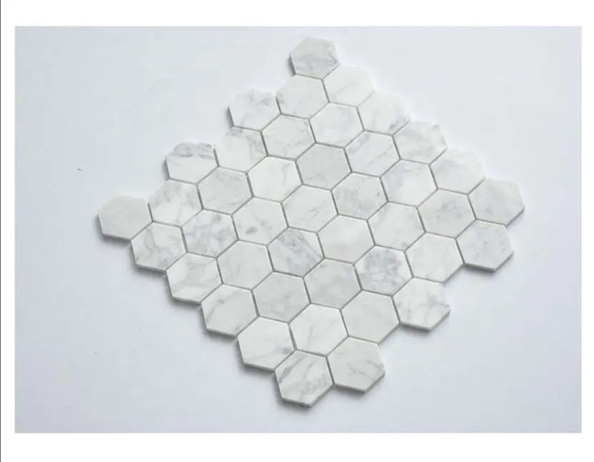 Populaire Hexagon Muur Geglazuurde Tegels Marmer Mozaïek Witte Steen 48X48Mm Backsplash Voor Keuken Badkamer