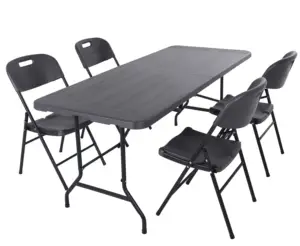 Sıcak satış 6ft siyah ahşap barbekü kamp piknik dizüstü bilgisayar masası kolay katlanır yemek açık parti katlanabilir masa