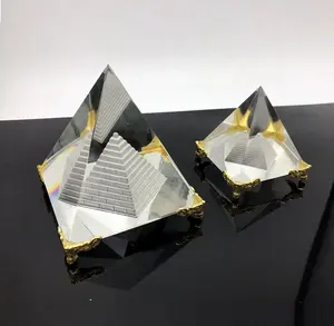 MH JT010 kristal kağıt tutucu lazer altın standı kristal piramit kağıt ağırlığı