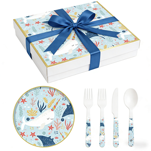 ชุดอุปกรณ์จัดงานวันเกิดเด็ก DAMAI ลายปลาวาฬ สีฟ้า รูปทรงกลม ภาชนะใช้แล้วทิ้ง กระดาษเช็ดปาก แก้ว จาน - Product Image 6