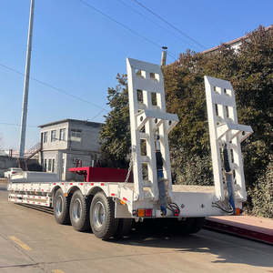 Semi-remorque à plateau bas à 4 essieux, plateforme basse rétractable avec échelle hydraulique, remorques de camion à vendre - Product Image 5