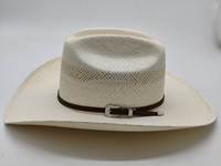 Chapeau de cowboy classique vintage en toile blanche respirante et ventilée avec ceinture en cuir pour homme et femme, idéal pour les activités décontractées en extérieur.