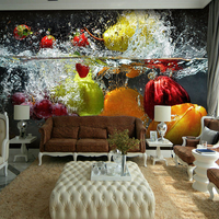 Papier peint mural 3D moderne à motifs personnalisés, fruits frais dans l'eau, pour restaurant, bar, boutique de fruits frais
