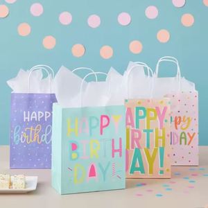 Colorful Art <b>Paper</b> Gift Bags for Kids Custom LOGO Wrapping <b>Tissue</b> <b>Paper</b> Happy Birthday Party Decorations for Girls and Boys - Product Image 4