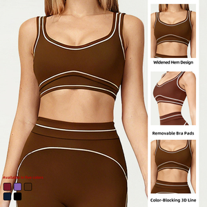 XW-AWX8003 OEM ODM Personnalisé Ropa Deportiva Mujer Haut de gamme Débardeur de sport pour femme Couleur contrastante Doux Soutien-gorge de yoga et <span class=keywords><strong>Pilates</strong></span> pour femme - Product Image 3