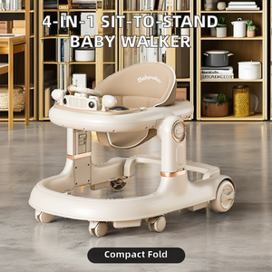 Marche-bébé, beige clair avec décor doré, siège marron imprimé « Marche-bébé » - Product Image 2