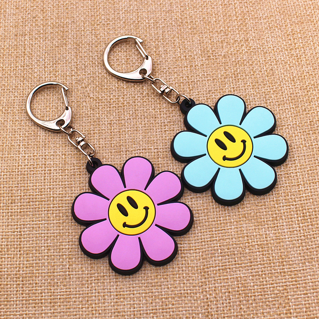 Flower and Floral Bouquet LED Key Fobs-Custom Soft Rubber Keychains with Customized Color & Logo for Promotion Gifts