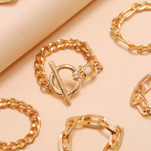 Punk Style Gold Plated Chain <b>Rings</b> Set Unisex Fashion Jewelry For Daily Party Wear - Product Image 3