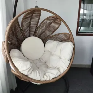 Kursi anyaman rotan furnitur teras luar ruangan kursi telur gantung kursi sofa taman luar ruangan balkon dalam dan luar ruangan