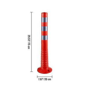 Poste Delimitador de Tráfico Reflectante Naranja de 75 cm (30 Pulgadas) de Plástico PU TPU Flexible para Separación de Carreteras, Venta al por Mayor de Fábrica - Product Image 1