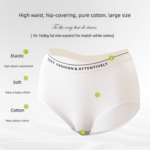 Sous-vêtements grande taille pour femmes, <span class=keywords><strong>culotte</strong></span> taille haute en coton antibactérien sans couture pour grandes dames, <span class=keywords><strong>culotte</strong></span> Jacquard de couleur unie de 150kg - Product Image 4