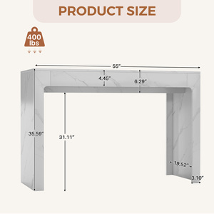 Contemporary High Bar Desk Multifunctional Catering Counter <b>Table</b> with Storage Durable Wood Top for Cafe & Wine Bar - Product Image 5