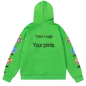 เสื้อฮู้ดดี้ลำลองผู้ชายผ้าฝ้ายสีพื้นพิมพ์ลายกราฟฟิตีสตรีทแฟชั่นโลโก้แบบกำหนดเอง - Product Image 2