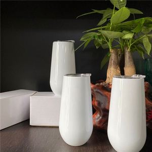 New Product 6oz Wine Tumbler Champagne Cola Stainless Insulation Egg Shaped <b>Cup</b> With <b>Plastic</b> <b>Drinking</b> Lid for Sublimation - Product Image 1