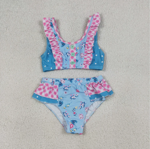 <span class=keywords><strong>Maillot</strong></span> <span class=keywords><strong>de</strong></span> <span class=keywords><strong>bain</strong></span> pour bébé fille, ensemble <span class=keywords><strong>de</strong></span> maillots <span class=keywords><strong>de</strong></span> <span class=keywords><strong>bain</strong></span> à volants bleu floral et rose à carreaux - Product Image 1
