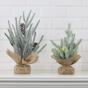 Праздничная вечеринка, домашний декор, рождественские украшения для стола, сосновая шишка, Рождественская елка с основанием из мешковины - Product Image 1