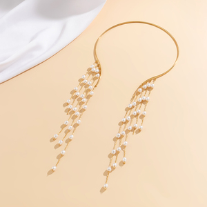 Collier ras du cou tendance avec perles, étoiles et chaîne à pampilles pour femme, accessoires de mode, bijoux sexy pour la poitrine, cadeaux - Product Image 4