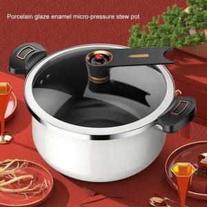 Marmite à soupe de cuisine 7L Casserole à ragoût Couvercle en verre Soupe à os Gaz Multi Function Enamel Micro Pressure Pot Cooker - Product Image 3