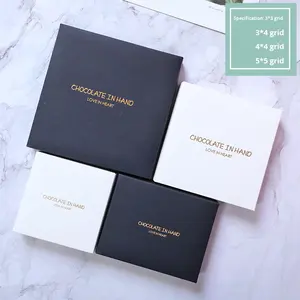 Boîte <span class=keywords><strong>cadeau</strong></span> créative blanche, noire et <span class=keywords><strong>chocolat</strong></span>, avec insert en papier à 9, 12, 16 ou 25 compartiments, boîte coulissante pliable pour l'emballage alimentaire - Product Image 2